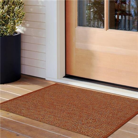 Small Bathroom Rug, 2' x 3' Washable Woven Entryway Rug Low Profile - Picture 1 of 8